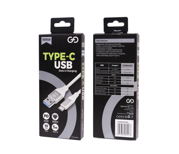 VIGGO DESIGN USB - USB-C VIGGO PREMIUM 3A 1m Biały - 1457524 - zdjęcie 4